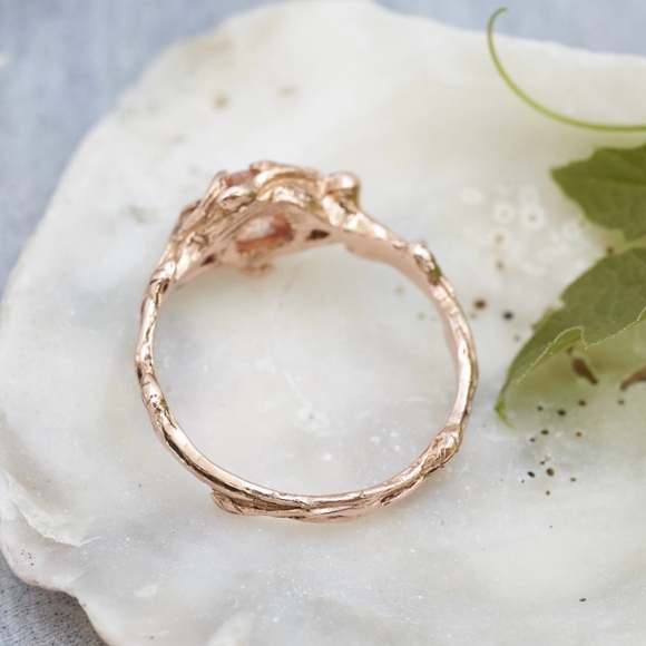 Stunning blacktree lab 14k rose gold sunstone and pink sapphire ring - Picture 6 of 7